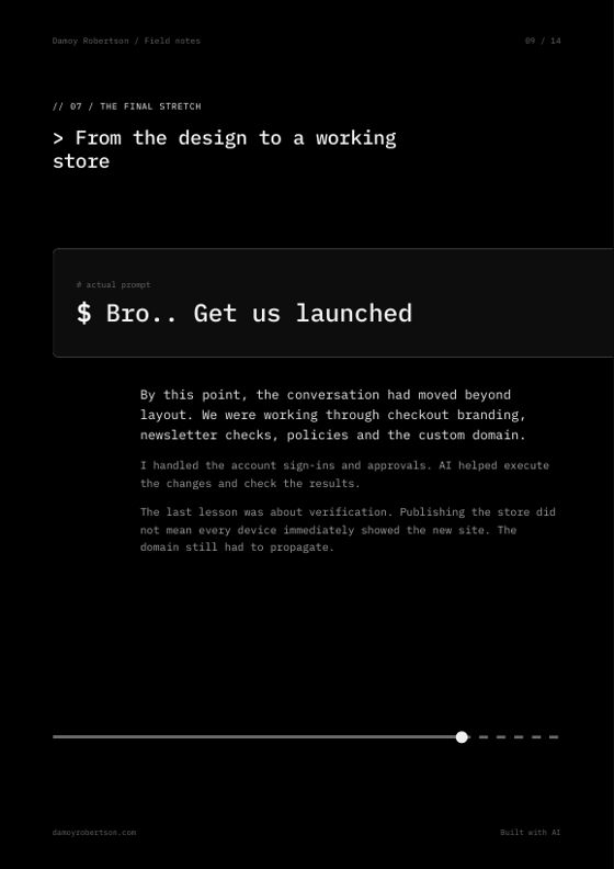 Page 9: the actual prompt that got the store launched